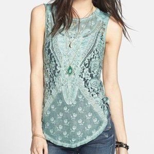 Free People Aqua Lace Tank Top
